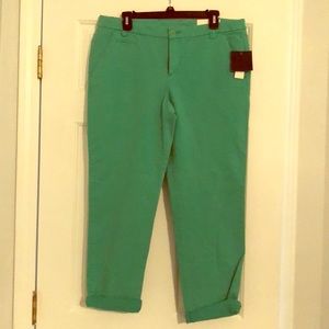 Green Cropped Khaki Pants